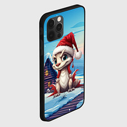 Чехол для iPhone 12 Pro Новогодний дракон в красной шапочке 2024 год, цвет: 3D-черный — фото 2