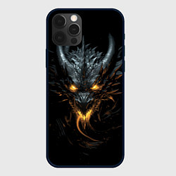 Чехол для iPhone 12 Pro Черный огненный пещерный дракон символ 2024, цвет: 3D-черный