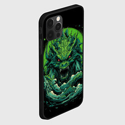 Чехол для iPhone 12 Pro Зеленый яркий неоновый дракон 2024 год, цвет: 3D-черный — фото 2