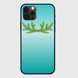 Чехол для iPhone 12 Pro Еловые веточки в виде оленьих рогов, цвет: 3D-черный