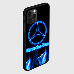 Чехол для iPhone 12 Pro Mercedes-benz blue neon, цвет: 3D-черный — фото 2