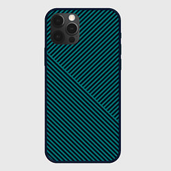 Чехол iPhone 12 Pro Чёрно-зелёные тонкие полосы