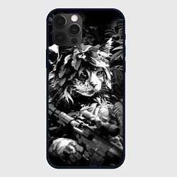 Чехол для iPhone 12 Pro Кот снайпер, цвет: 3D-черный