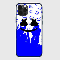 Чехол для iPhone 12 Pro Marshmello dj blue pattern music band, цвет: 3D-черный