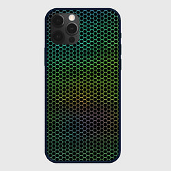 Чехол для iPhone 12 Pro Неоновые соты чёрный, цвет: 3D-черный