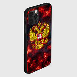 Чехол для iPhone 12 Pro Герб РФ лава огненный герб, цвет: 3D-черный — фото 2