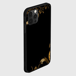 Чехол для iPhone 12 Pro Объемные узоры на черной ткани лепнина, цвет: 3D-черный — фото 2