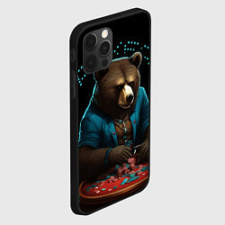 Чехол для iPhone 12 Pro Медведь играет в покер, цвет: 3D-черный — фото 2