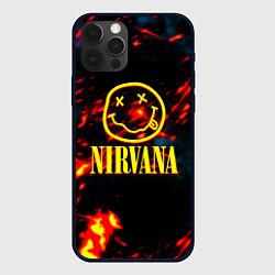 Чехол для iPhone 12 Pro Nirvana rock огненное лого лава, цвет: 3D-черный