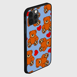 Чехол для iPhone 12 Pro Мишки и сердца на голубом фоне, цвет: 3D-черный — фото 2