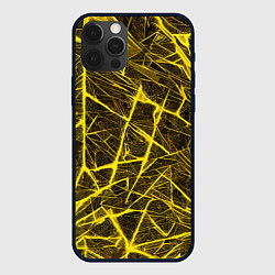 Чехол для iPhone 12 Pro Жёлтая паутина на чёрном фоне, цвет: 3D-черный