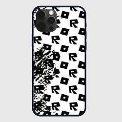 Чехол для iPhone 12 Pro Roblox pattern game black, цвет: 3D-черный