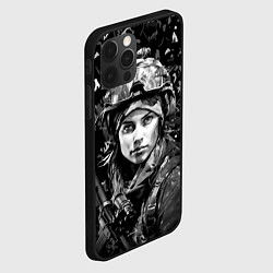 Чехол для iPhone 12 Pro Красотка снайпер в камуфляже, цвет: 3D-черный — фото 2
