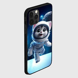 Чехол для iPhone 12 Pro Котёнок в космосе, цвет: 3D-черный — фото 2