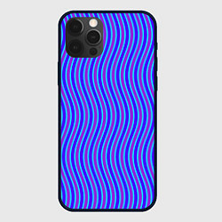 Чехол для iPhone 12 Pro Неоновые волнистые полосы, цвет: 3D-черный