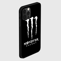 Чехол для iPhone 12 Pro Monster energy белое лого, цвет: 3D-черный — фото 2
