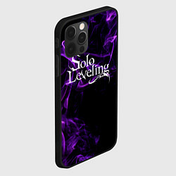 Чехол для iPhone 12 Pro Поднятие уровня в одиночку - фиолетовое пламя, цвет: 3D-черный — фото 2