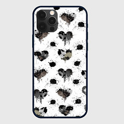 Чехол для iPhone 12 Pro Брызги и капли в форме сердечки, цвет: 3D-черный