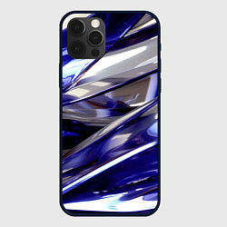 Чехол для iPhone 12 Pro Синие и белые полосы абстракции, цвет: 3D-черный