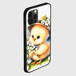 Чехол для iPhone 12 Pro Мультяшный цыпленок с цветами ландыша, цвет: 3D-черный — фото 2