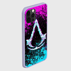 Чехол для iPhone 12 Pro Ассасин крид мираж- неоновые брызги, цвет: 3D-светло-сиреневый — фото 2