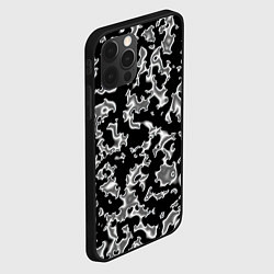 Чехол для iPhone 12 Pro Капли жидкого металла - камуфляж на чёрном, цвет: 3D-черный — фото 2