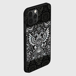 Чехол для iPhone 12 Pro Белый герб России, цвет: 3D-черный — фото 2