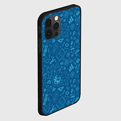 Чехол для iPhone 12 Pro Школьный синий паттерн, цвет: 3D-черный — фото 2