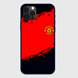 Чехол для iPhone 12 Pro Manchester United colors sport, цвет: 3D-черный