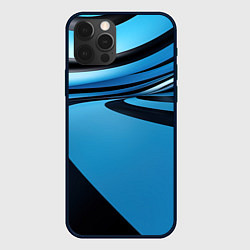 Чехол для iPhone 12 Pro Черная и синяя абстракция в виде волн, цвет: 3D-черный