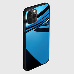 Чехол для iPhone 12 Pro Черная и синяя абстракция в виде волн, цвет: 3D-черный — фото 2