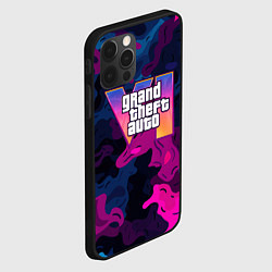 Чехол для iPhone 12 Pro Gta лого синий и фиолетовый камуфляж, цвет: 3D-черный — фото 2