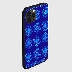 Чехол для iPhone 12 Pro Узоры гжель на синем фоне, цвет: 3D-черный — фото 2