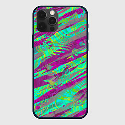 Чехол для iPhone 12 Pro Разноцветные паттерны, цвет: 3D-черный