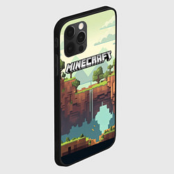 Чехол для iPhone 12 Pro Minecraft logo квадратный мир, цвет: 3D-черный — фото 2