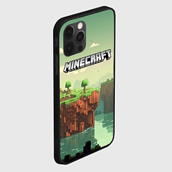 Чехол для iPhone 12 Pro Minecraft logo квадратный мир, цвет: 3D-черный — фото 2