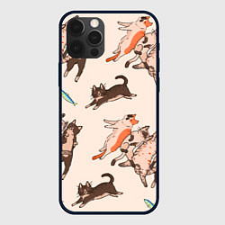 Чехол для iPhone 12 Pro Коты и рыба, цвет: 3D-черный