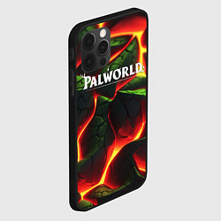 Чехол для iPhone 12 Pro Palworld логотип на зеленой абстракции фон, цвет: 3D-черный — фото 2
