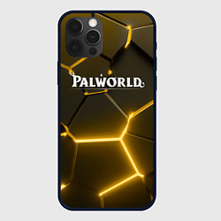 Чехол для iPhone 12 Pro Palworld логотип разлом желтых плит, цвет: 3D-черный