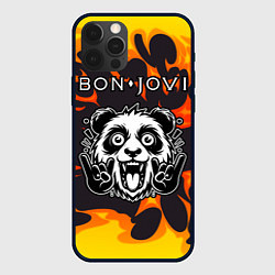 Чехол для iPhone 12 Pro Bon Jovi рок панда и огонь, цвет: 3D-черный