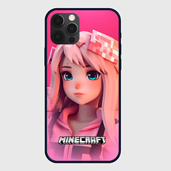 Чехол для iPhone 12 Pro Персонаж Minecraft девушка, цвет: 3D-черный
