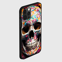 Чехол для iPhone 12 Pro Яркие цветы и череп, цвет: 3D-черный — фото 2
