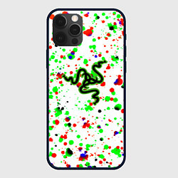 Чехол для iPhone 12 Pro Razer краски абстрактные, цвет: 3D-черный