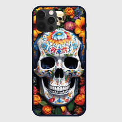 Чехол для iPhone 12 Pro Bright colors and a skull, цвет: 3D-черный