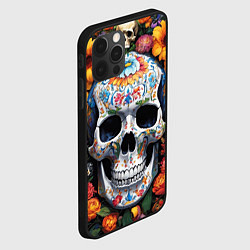 Чехол для iPhone 12 Pro Bright colors and a skull, цвет: 3D-черный — фото 2