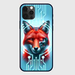 Чехол для iPhone 12 Pro Лиса кибер робот терминатор, цвет: 3D-черный