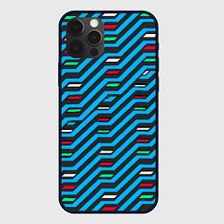 Чехол для iPhone 12 Pro Киберпанк узор синий и чёрный, цвет: 3D-черный