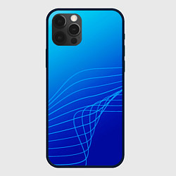 Чехол для iPhone 12 Pro Синий градиент полосы, цвет: 3D-черный