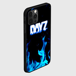Чехол для iPhone 12 Pro Dayz синий огонь лого, цвет: 3D-черный — фото 2