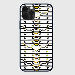 Чехол для iPhone 12 Pro Жёлто-белая техно броня, цвет: 3D-черный